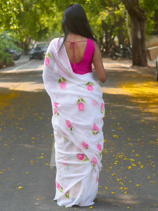 Luna Tulip Hand-Painted Saree