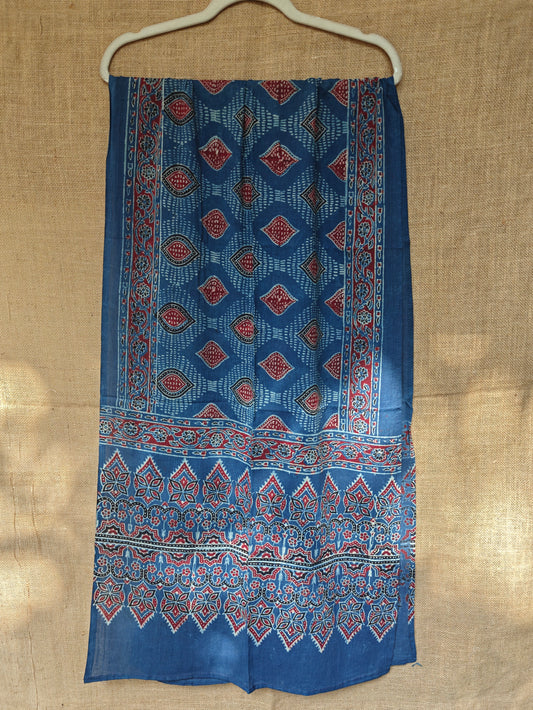 Indigo Handblock Printed Cotton Ajrakh Stole