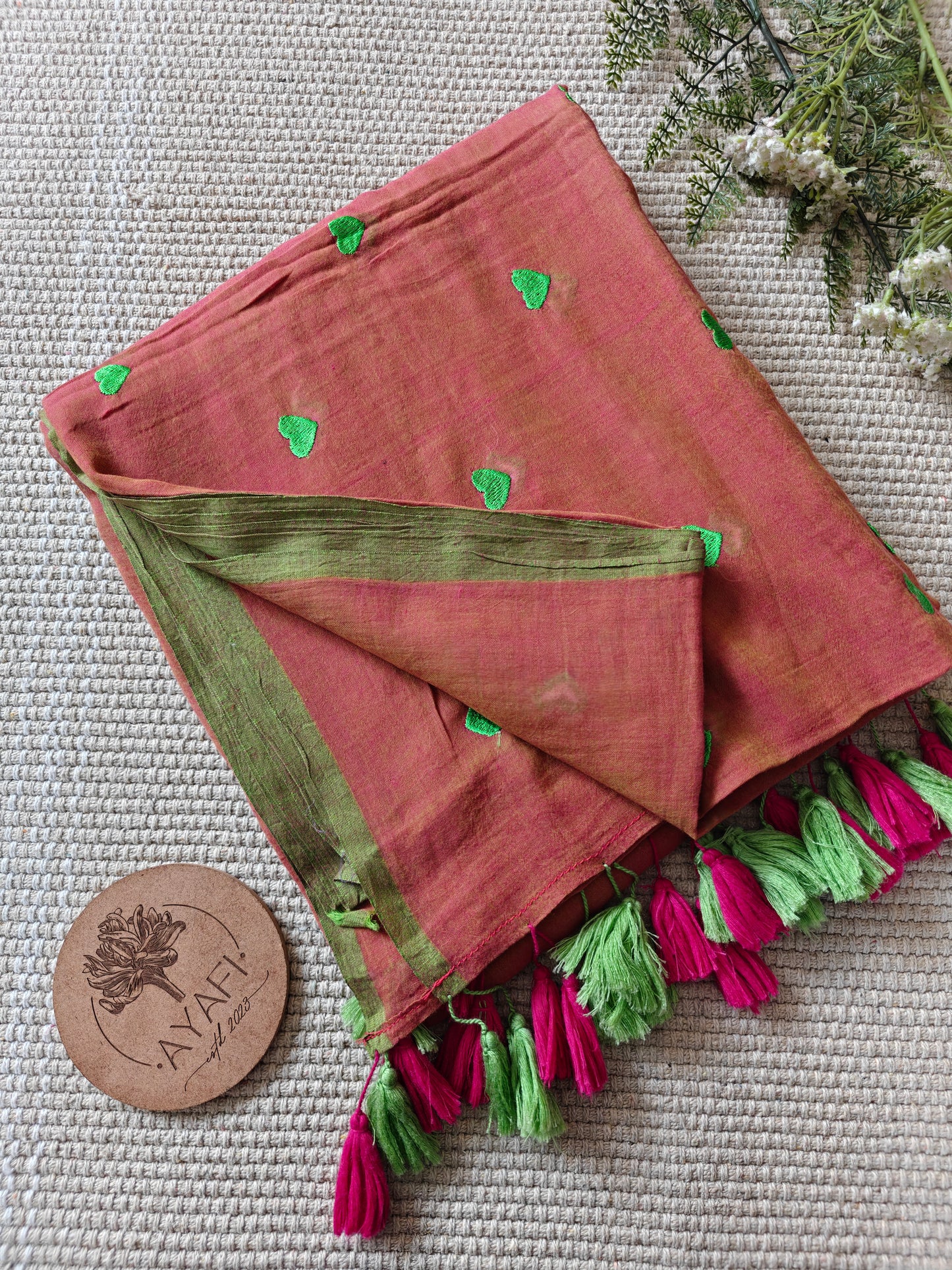 Peachy Green Hearts