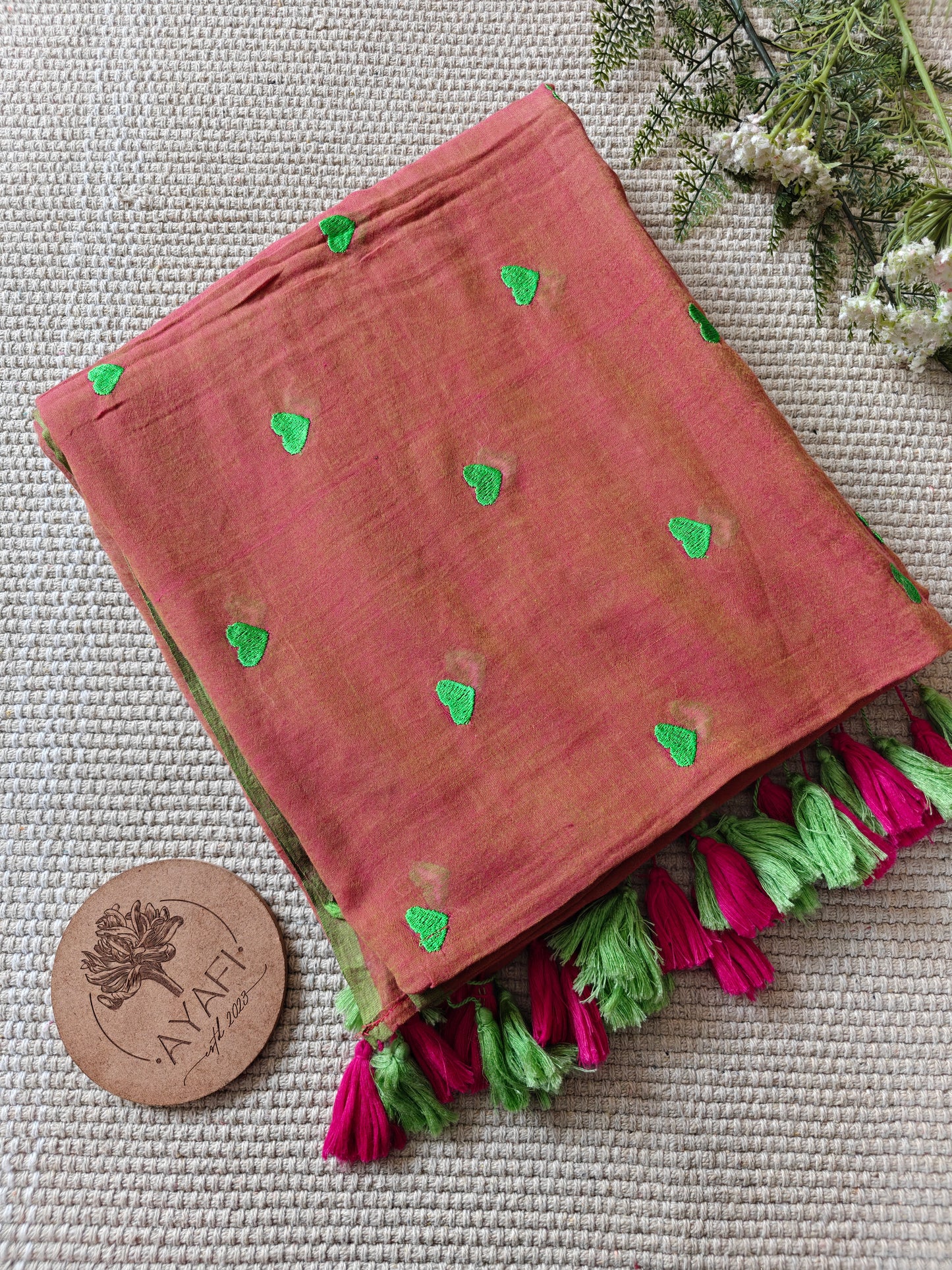 Peachy Green Hearts