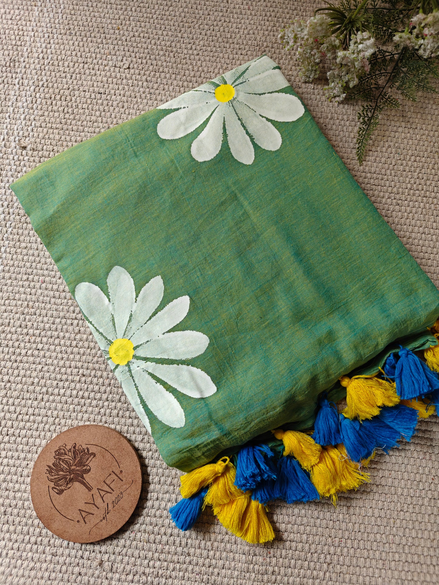Laurel Daisy Hand-Painted Saree