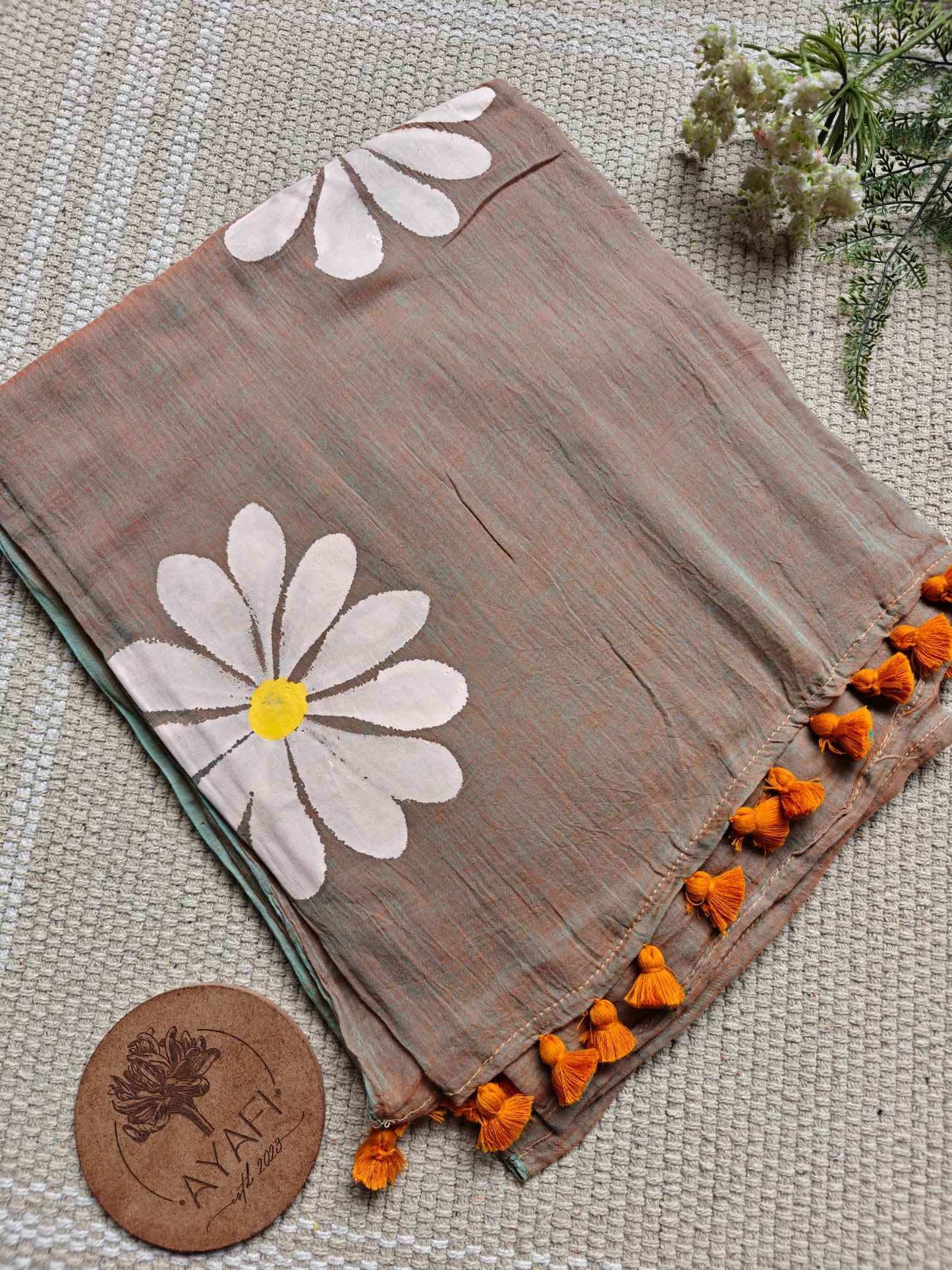 Spice Daisy Hand-Painted Saree