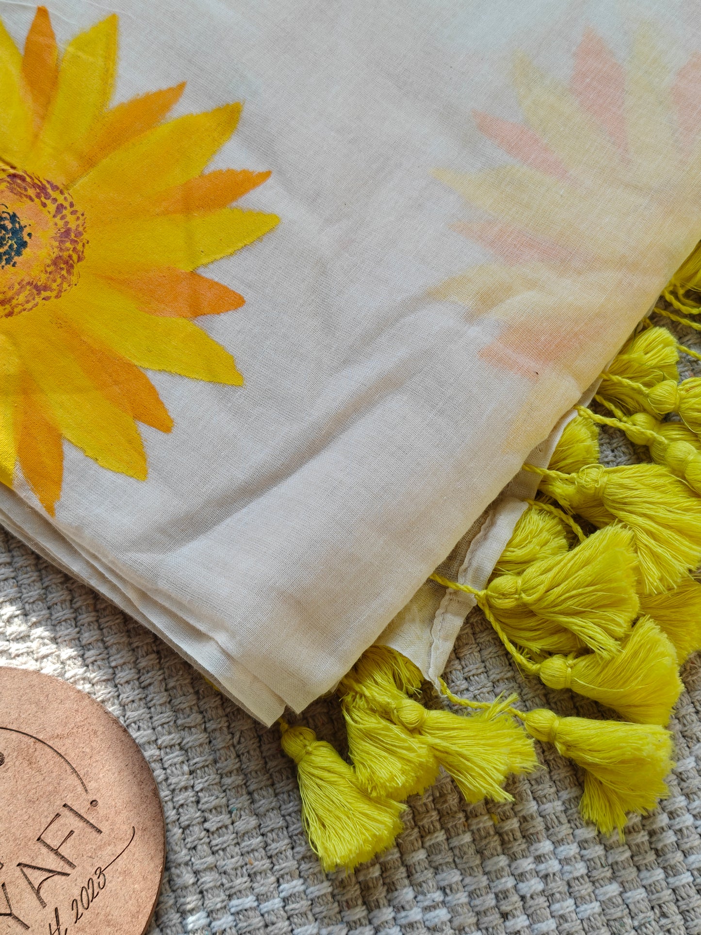 Sunflowers in Bloom Hand-Painted Saree