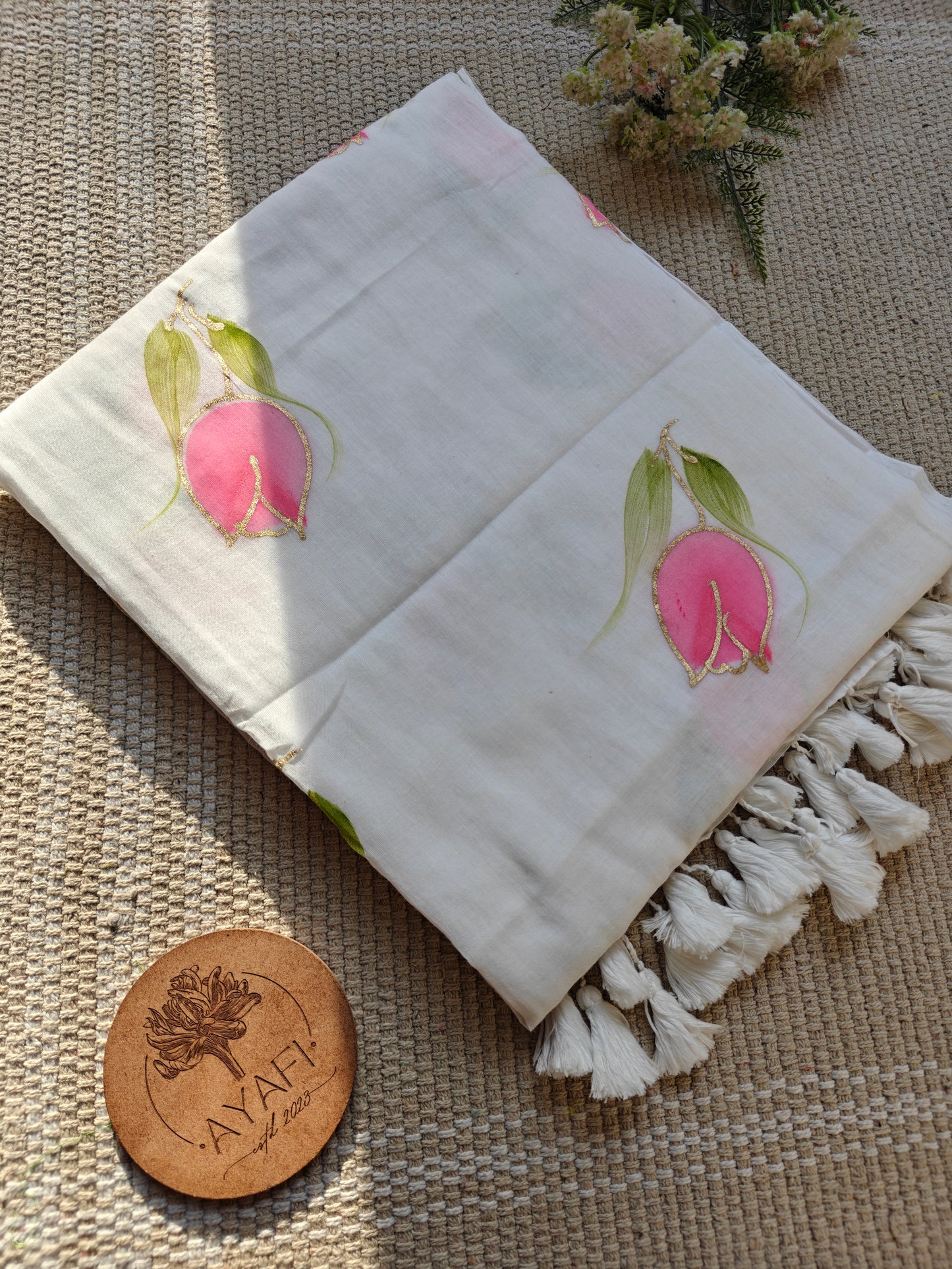 Luna Tulip Hand-Painted Saree