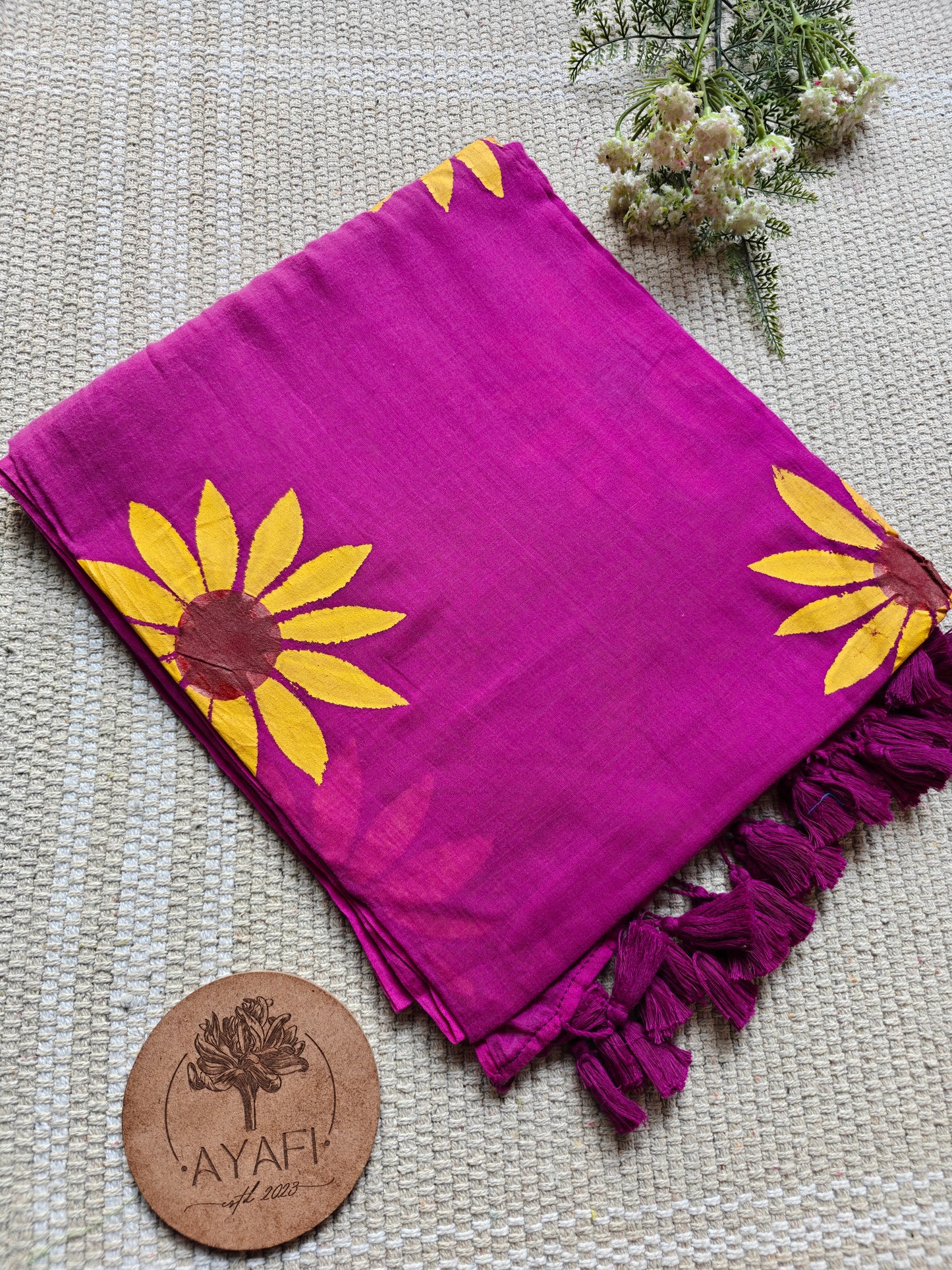 Gale Sunflower Hand-Painted Saree