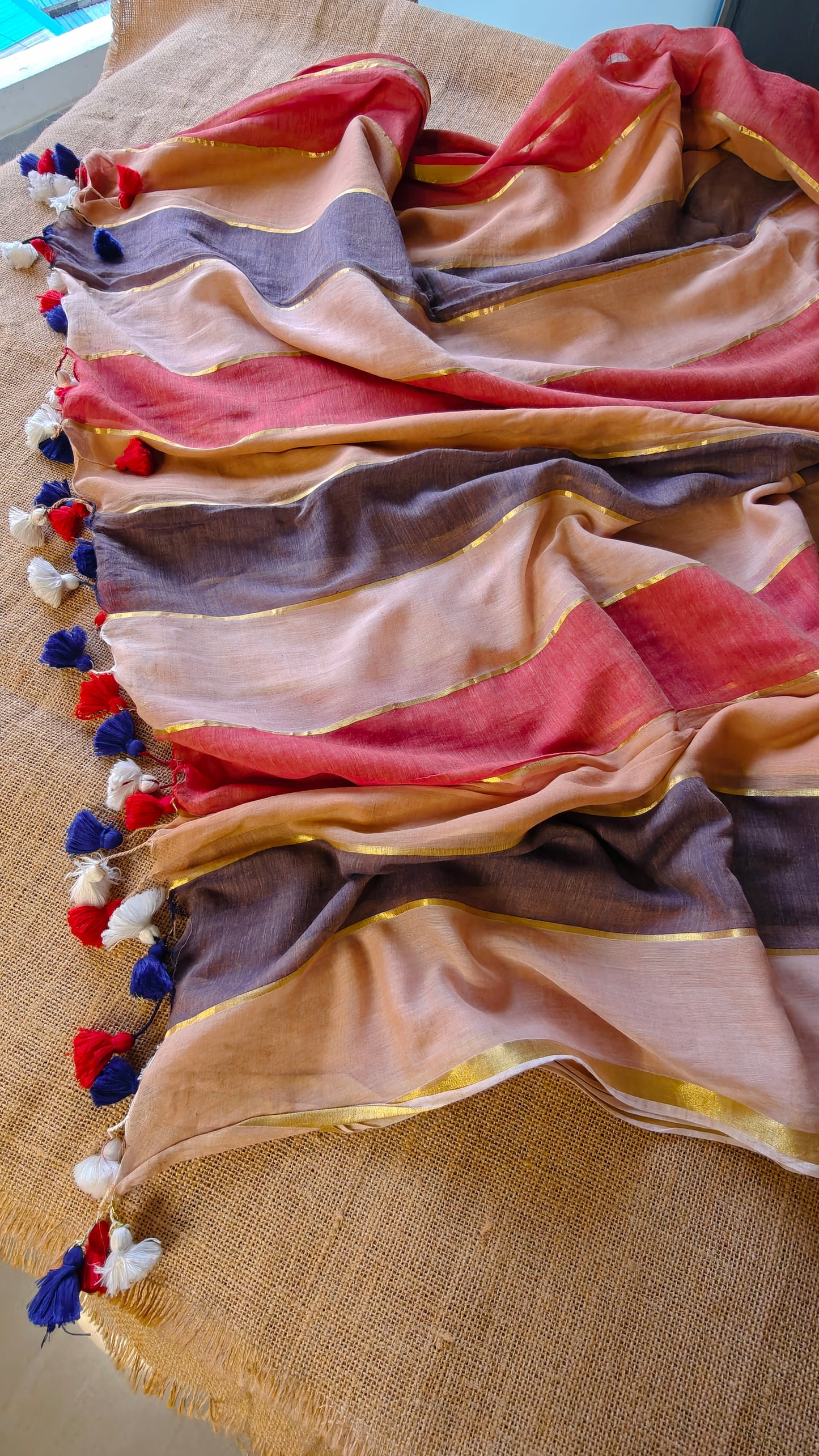 Multicolored Stripes Mul Saree