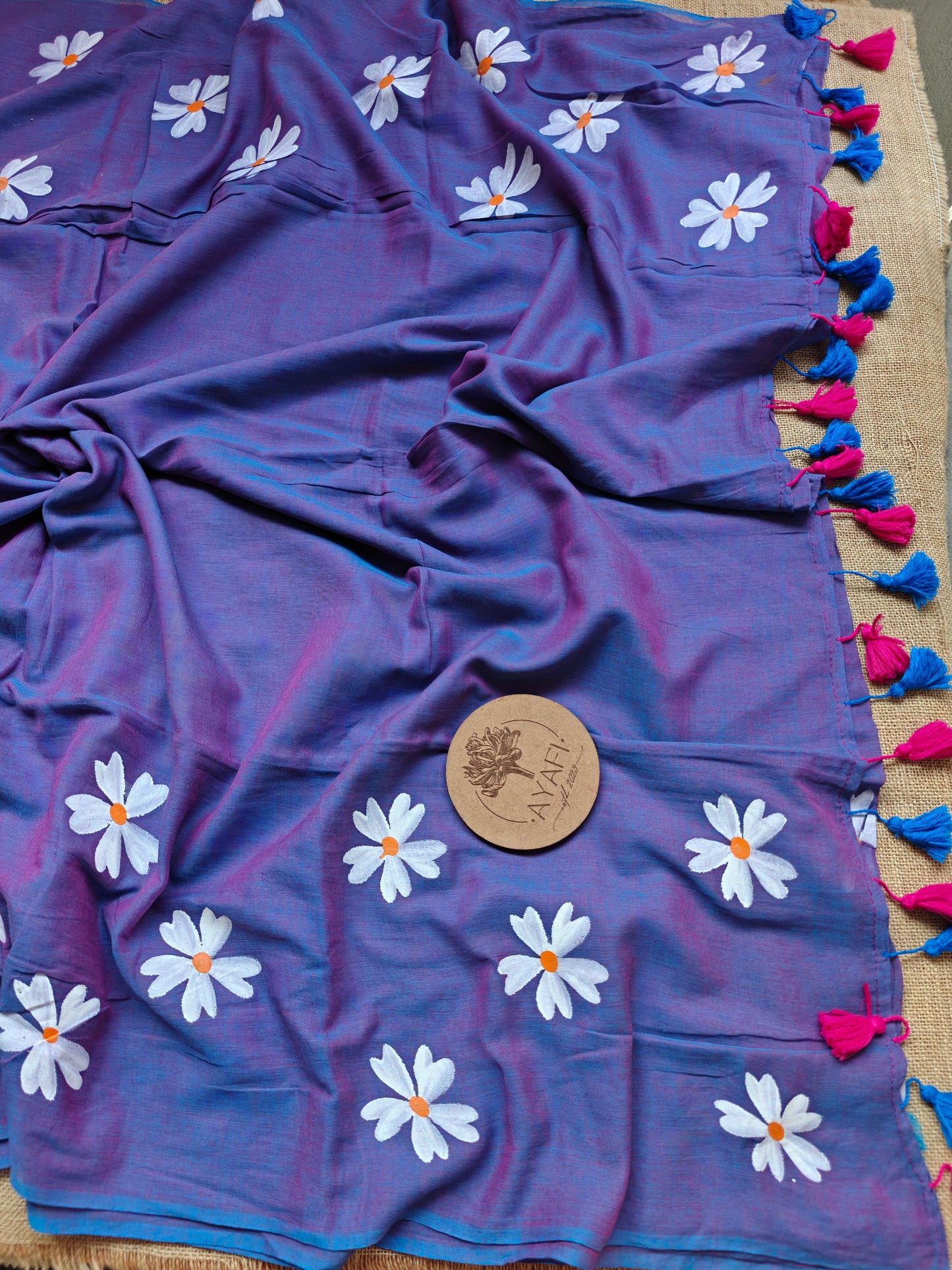 Iris Jasmine Hand-Painted Saree