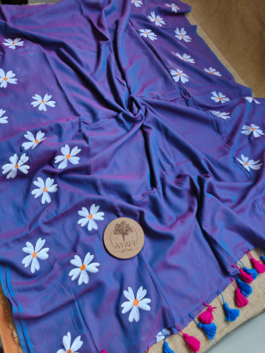 Iris Jasmine Hand-Painted Saree