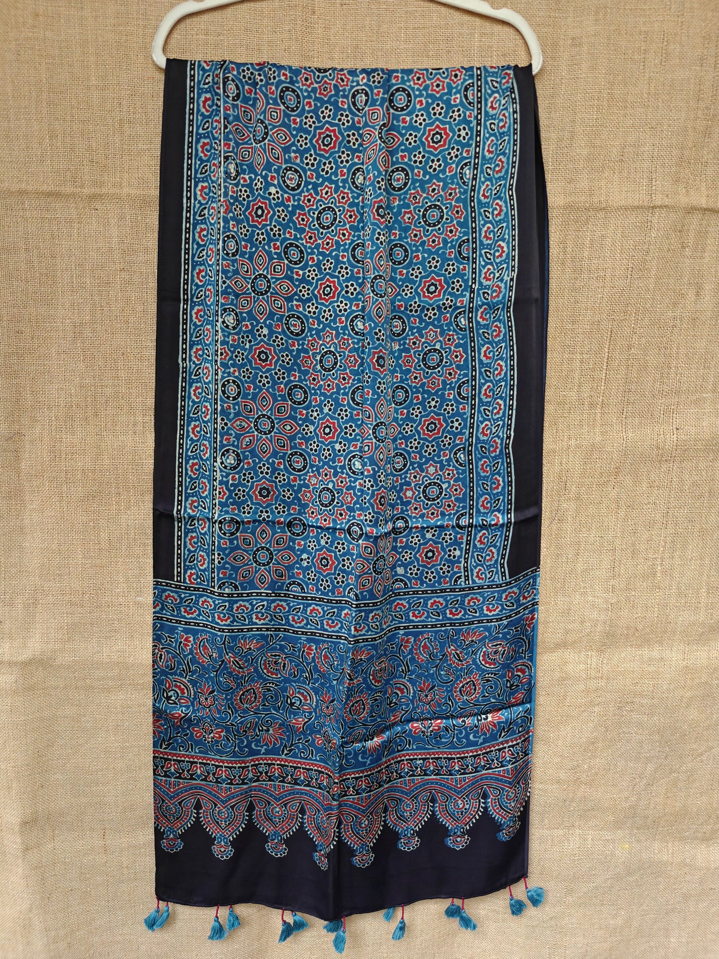 Indigo Handblock Printed Modal Ajrakh Stole