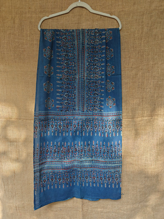 Indigo Handblock Printed Cotton Ajrakh Stole