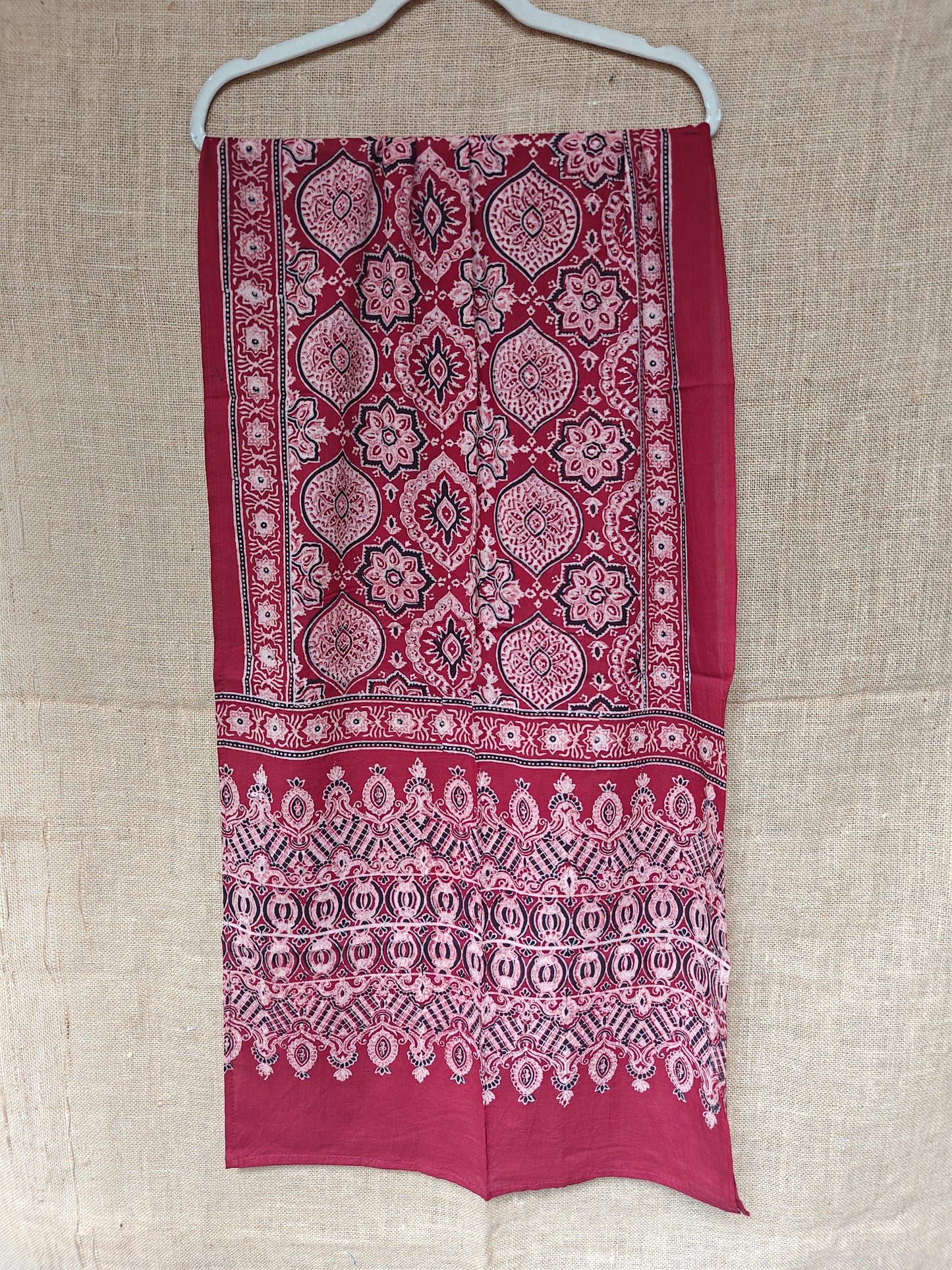 Red Handblock Printed Cotton Ajrakh Stole