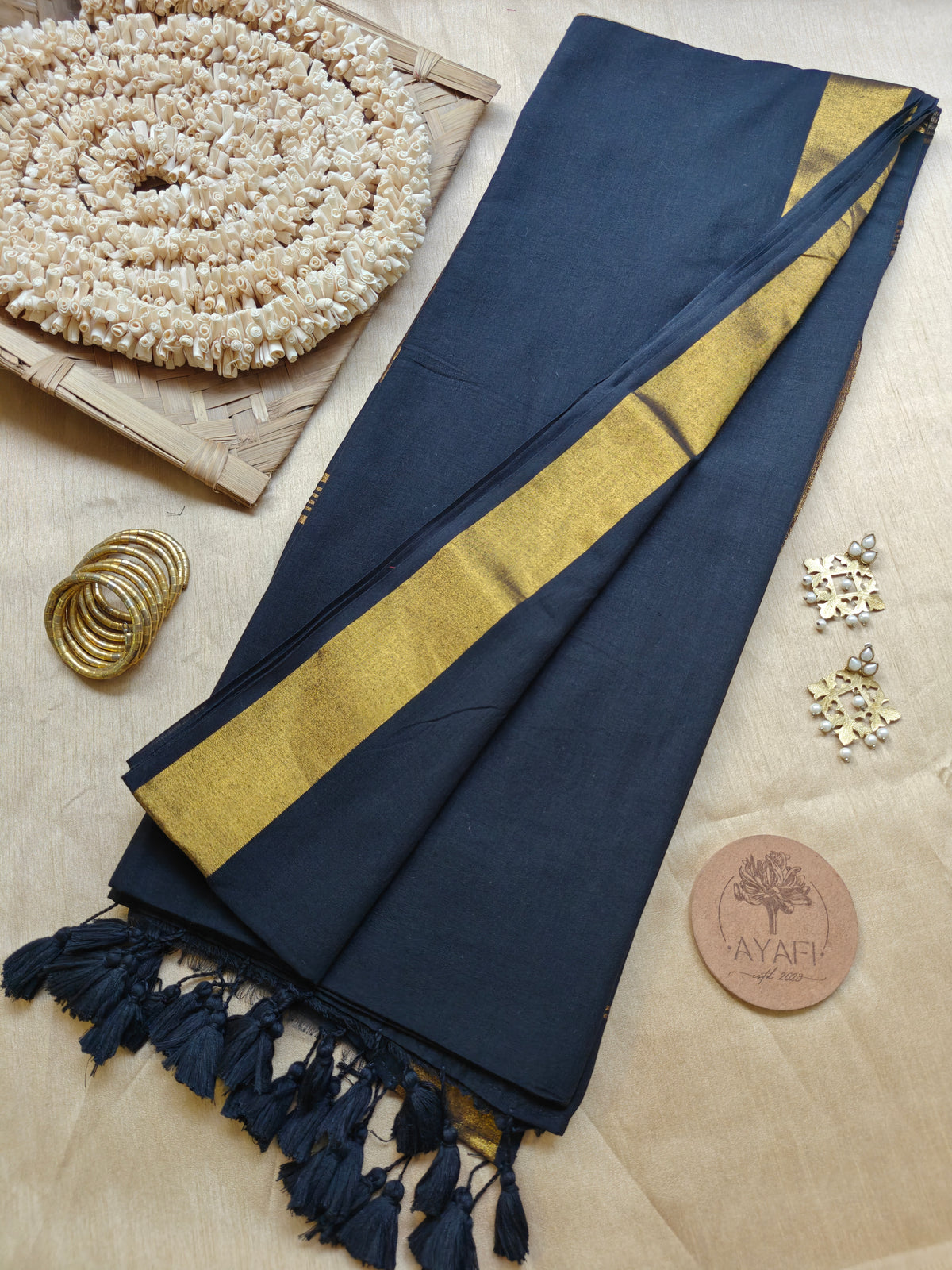 Black Zari Pallu Modal Cotton Saree