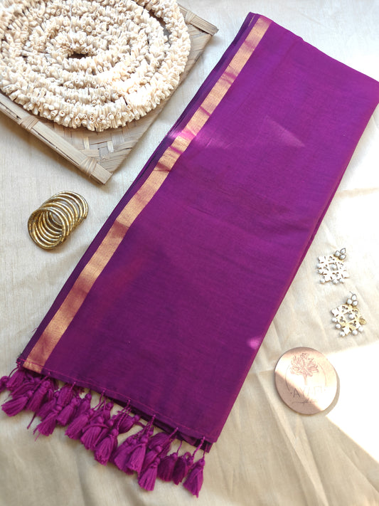 Grape Zari Border Modal Cotton Saree