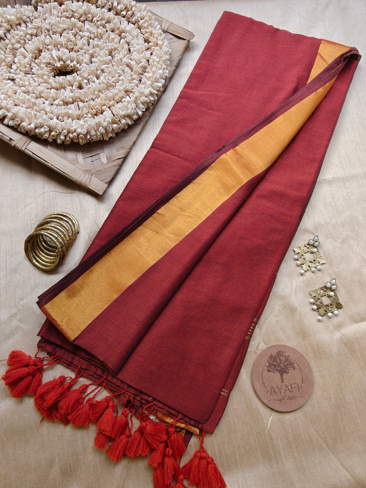Brown Zari Pallu Modal Cotton Saree
