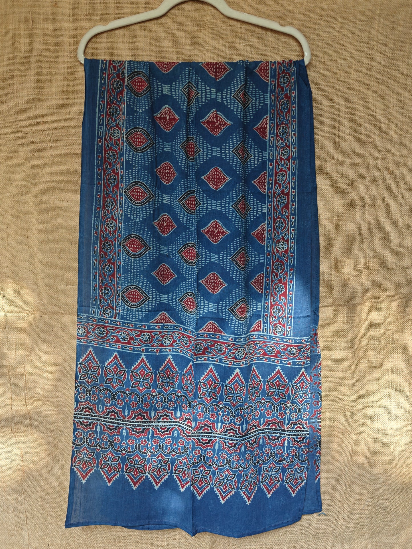 Indigo Handblock Printed Cotton Ajrakh Stole