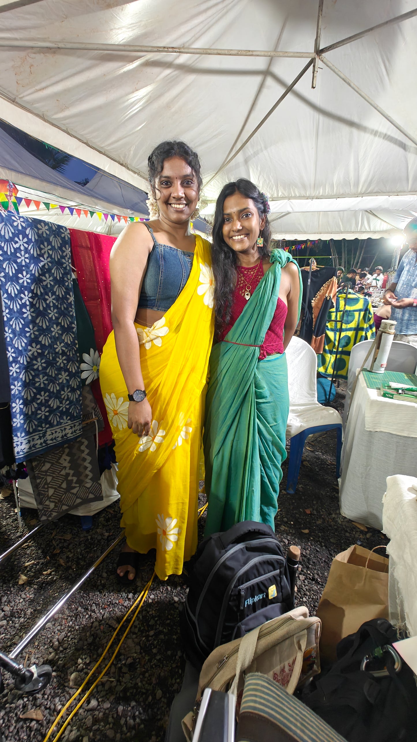 Yellow Daisy Hand-Painted Saree