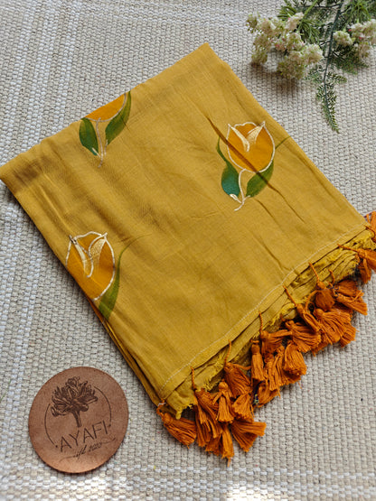 Carmel Tulip Hand-Painted Saree