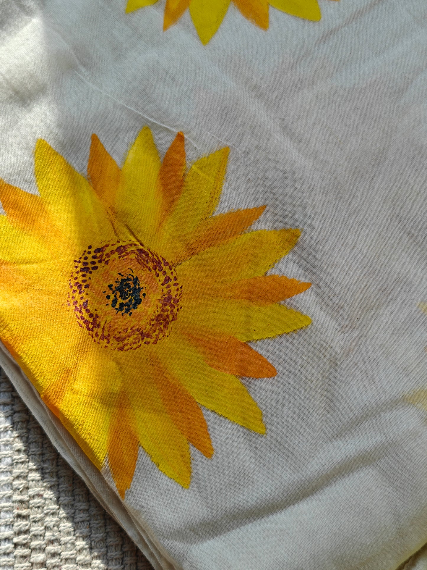 Sunflowers in Bloom Hand-Painted Saree