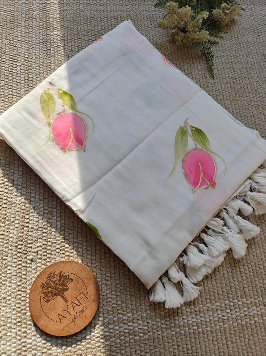 Luna Tulip Hand-Painted Saree