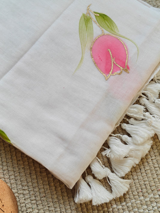 Luna Tulip Hand-Painted Saree