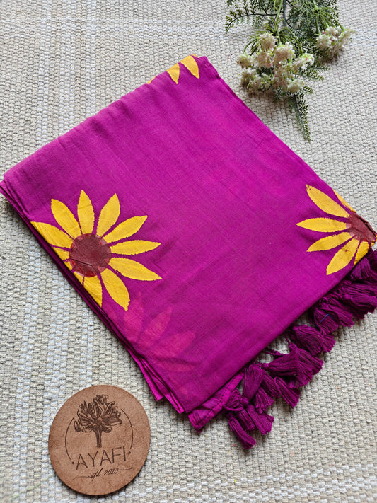 Gale Sunflower Hand-Painted Saree