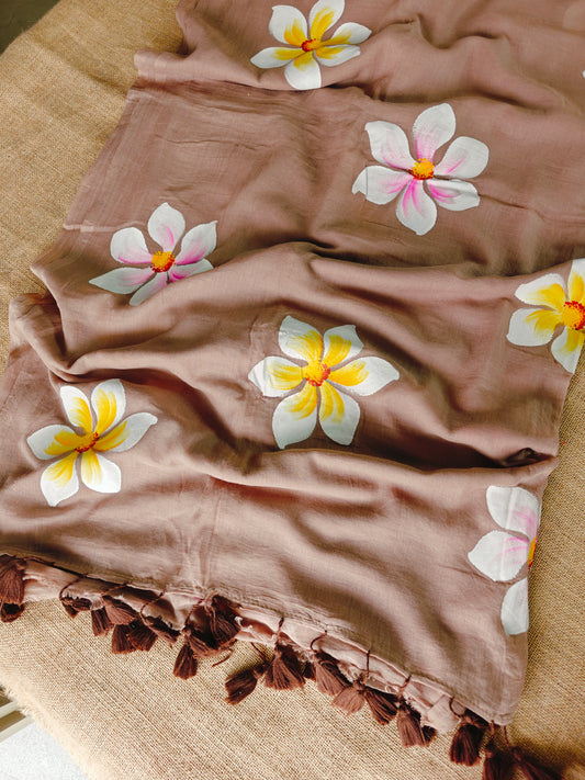 Nude Orchid Hand-Painted Saree
