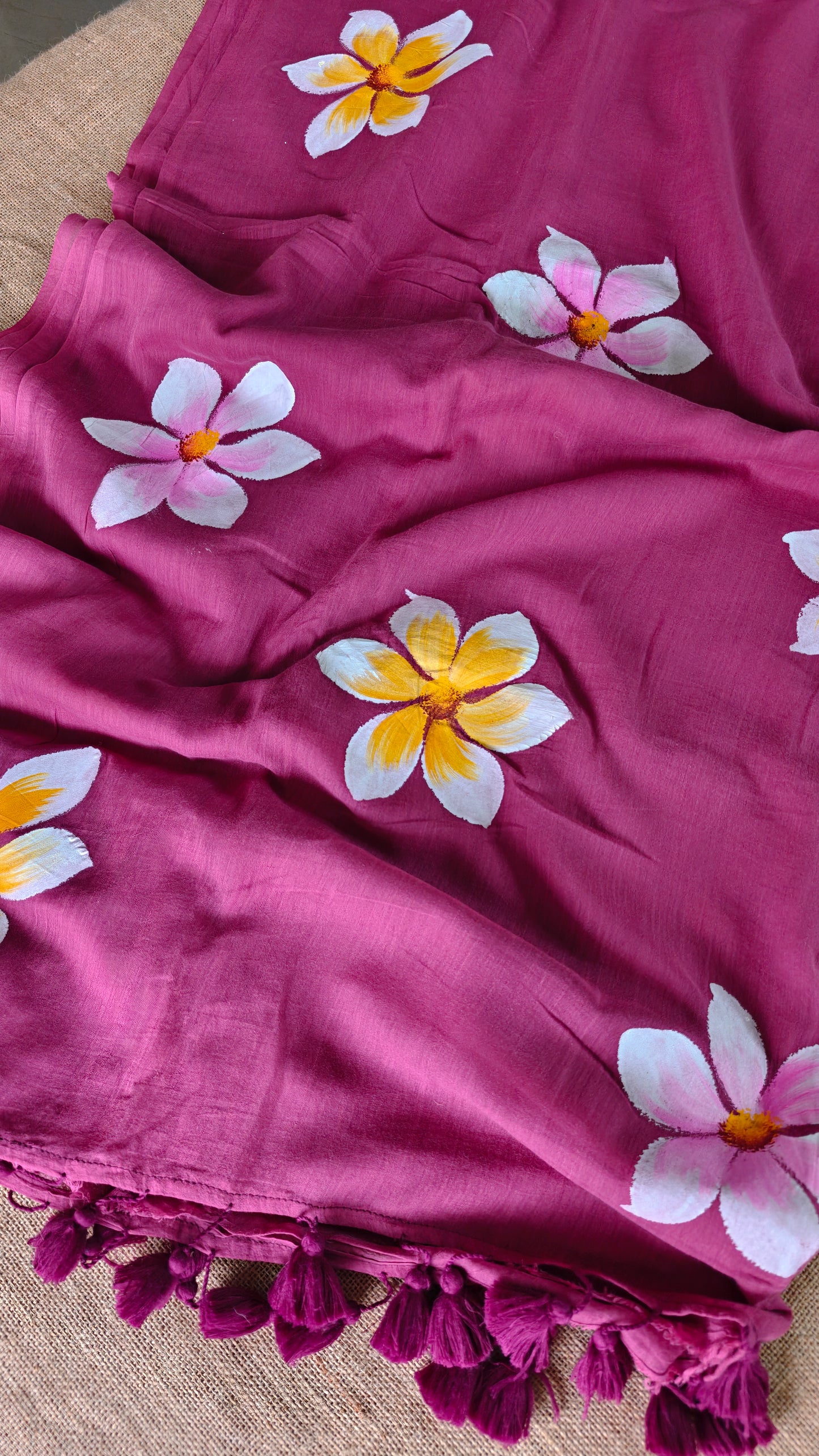 Pink Orchid Hand-Painted Saree