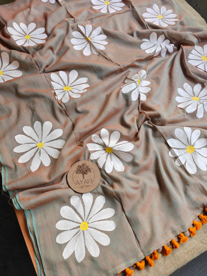 Spice Daisy Hand-Painted Saree