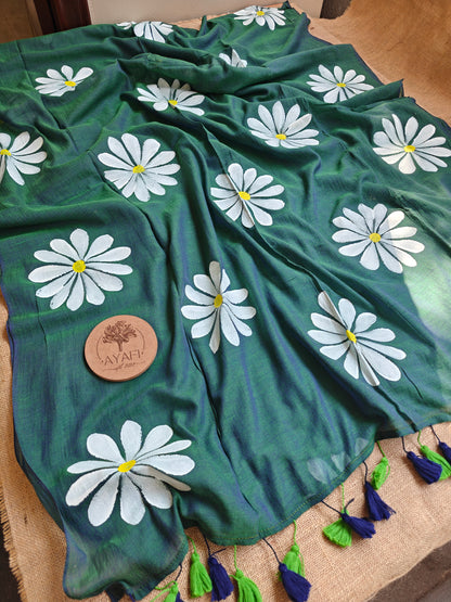 Jeweltide Daisy Hand-Painted Saree