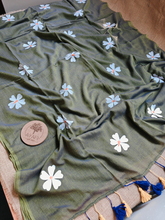 Ginger Jasmine Hand-Painted Saree