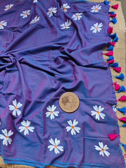 Iris Jasmine Hand-Painted Saree