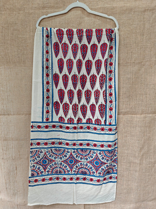 Beige Handblock Printed Cotton Ajrakh Stole
