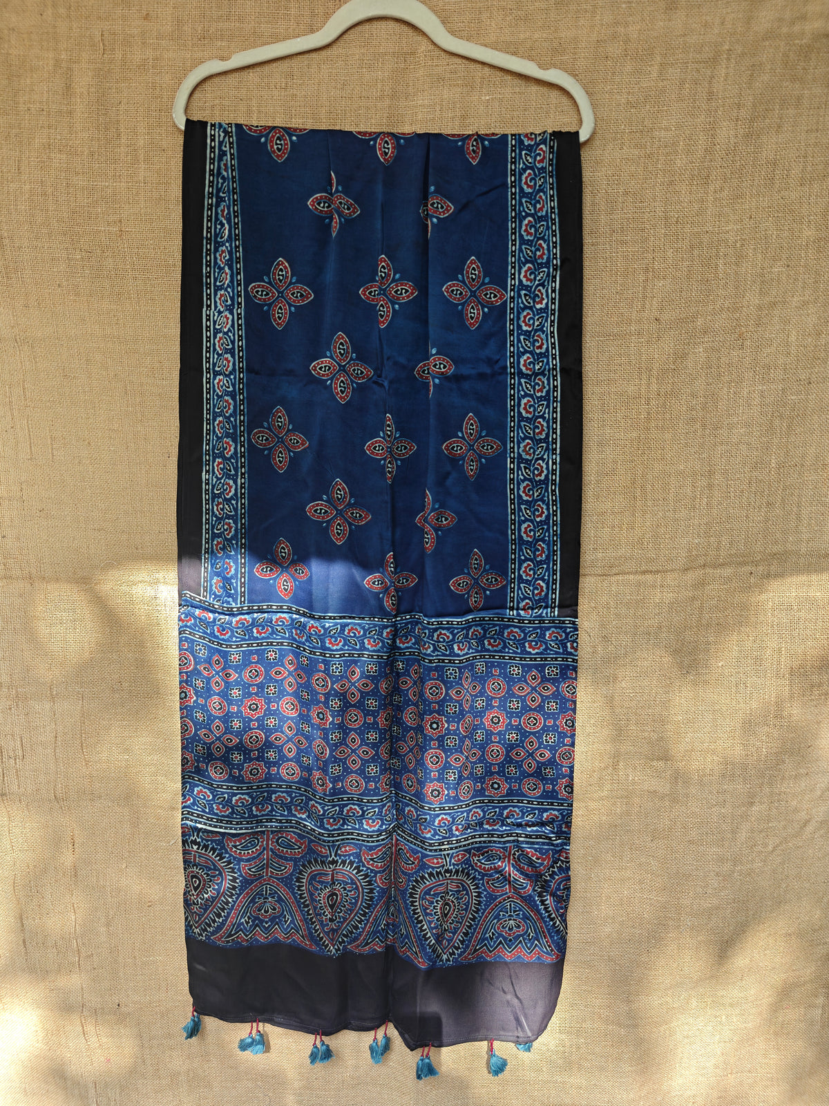 Indigo Handblock Printed Modal Ajrakh Stole