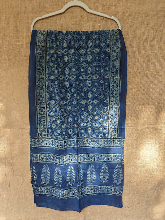 Indigo Handblock Printed Cotton Ajrakh Stole