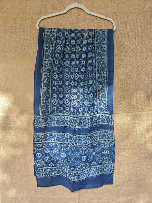 Indigo Handblock Printed Cotton Ajrakh Stole