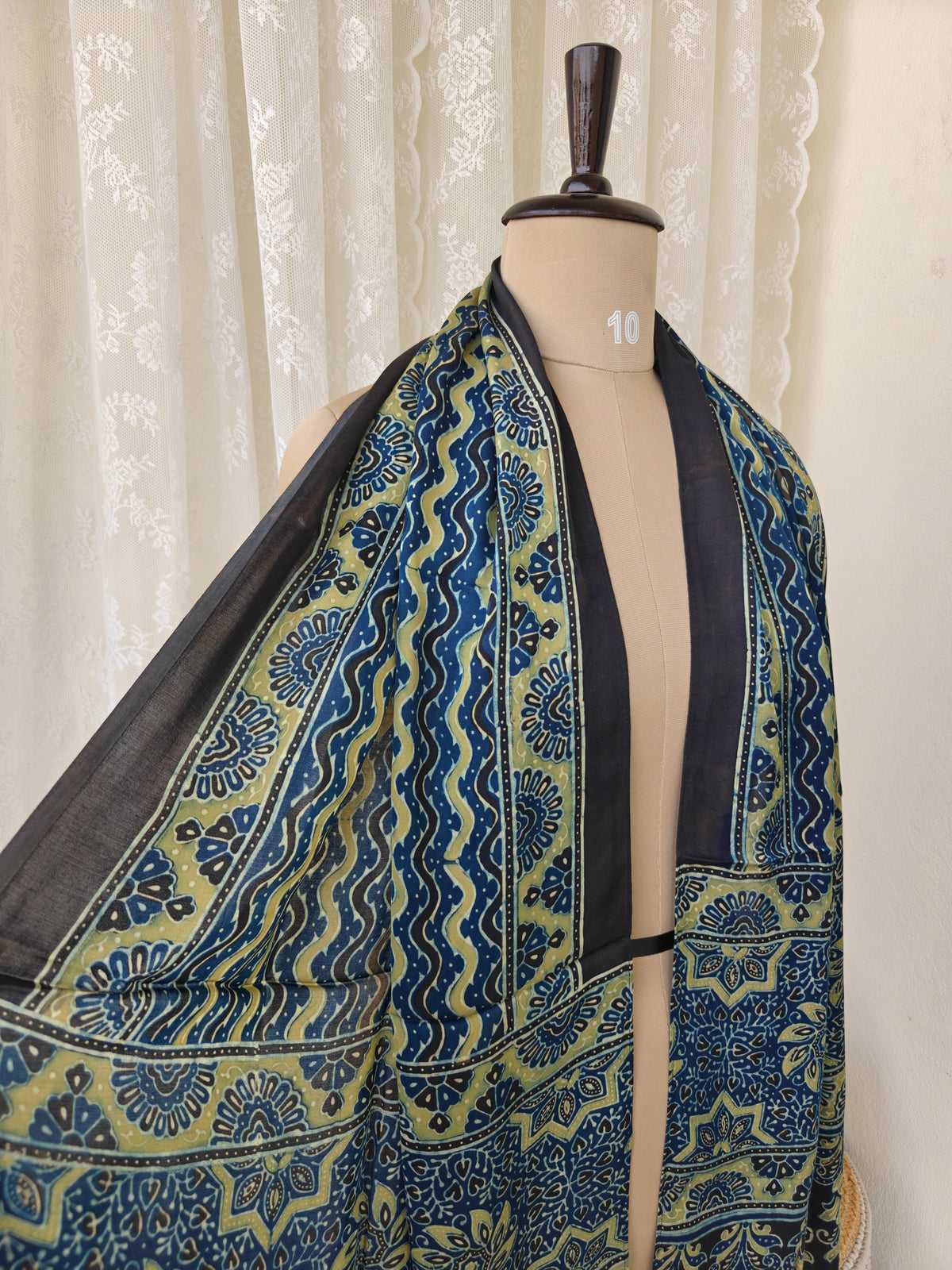 Blue Handblock Printed Modal Ajrakh Stole