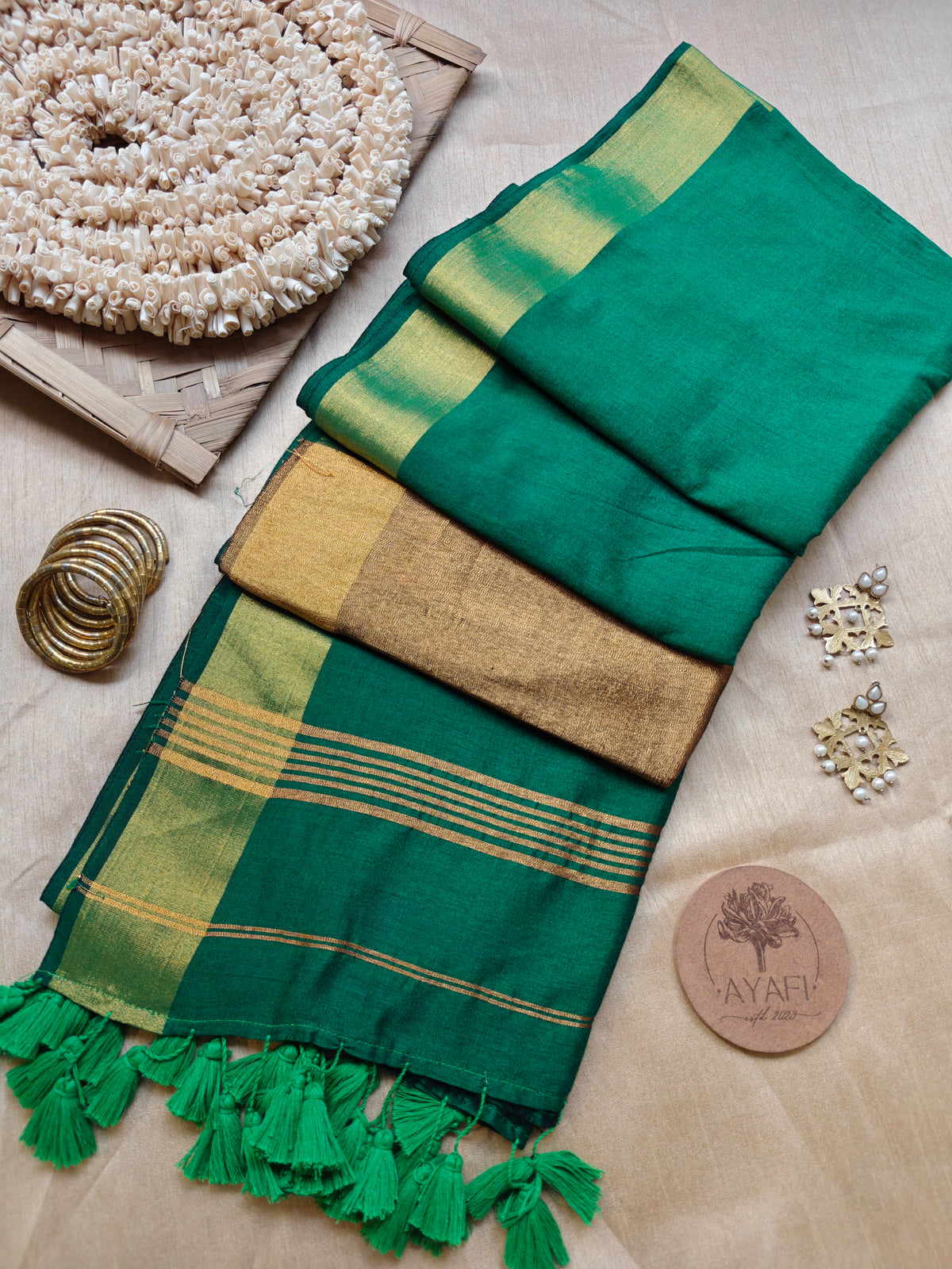 Green Zari Pallu Modal Cotton Saree
