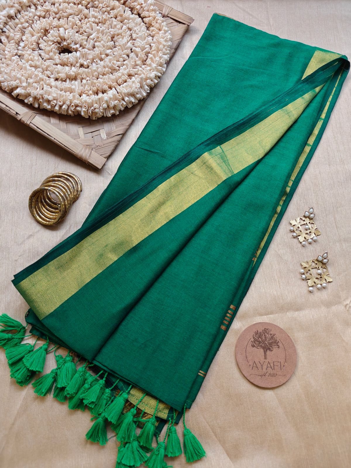 Green Zari Pallu Modal Cotton Saree