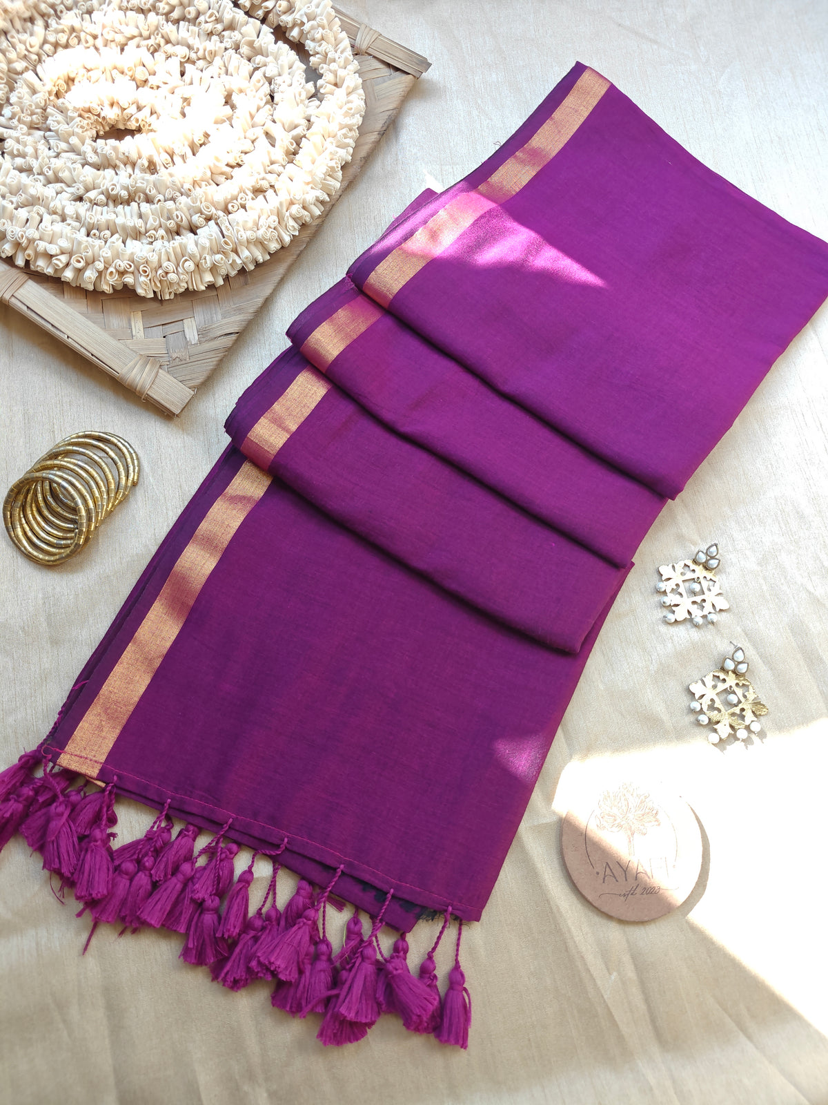 Grape Zari Border Modal Cotton Saree