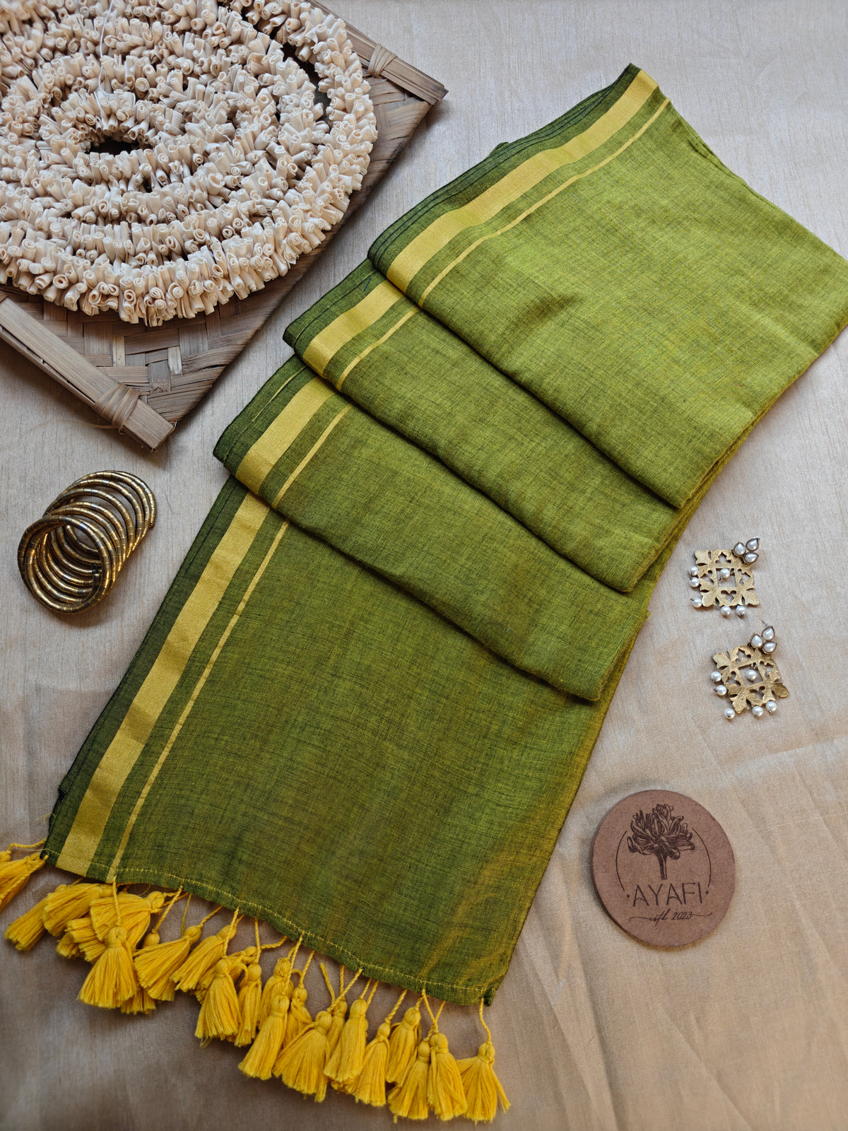 Green Zari Border Modal Cotton Saree