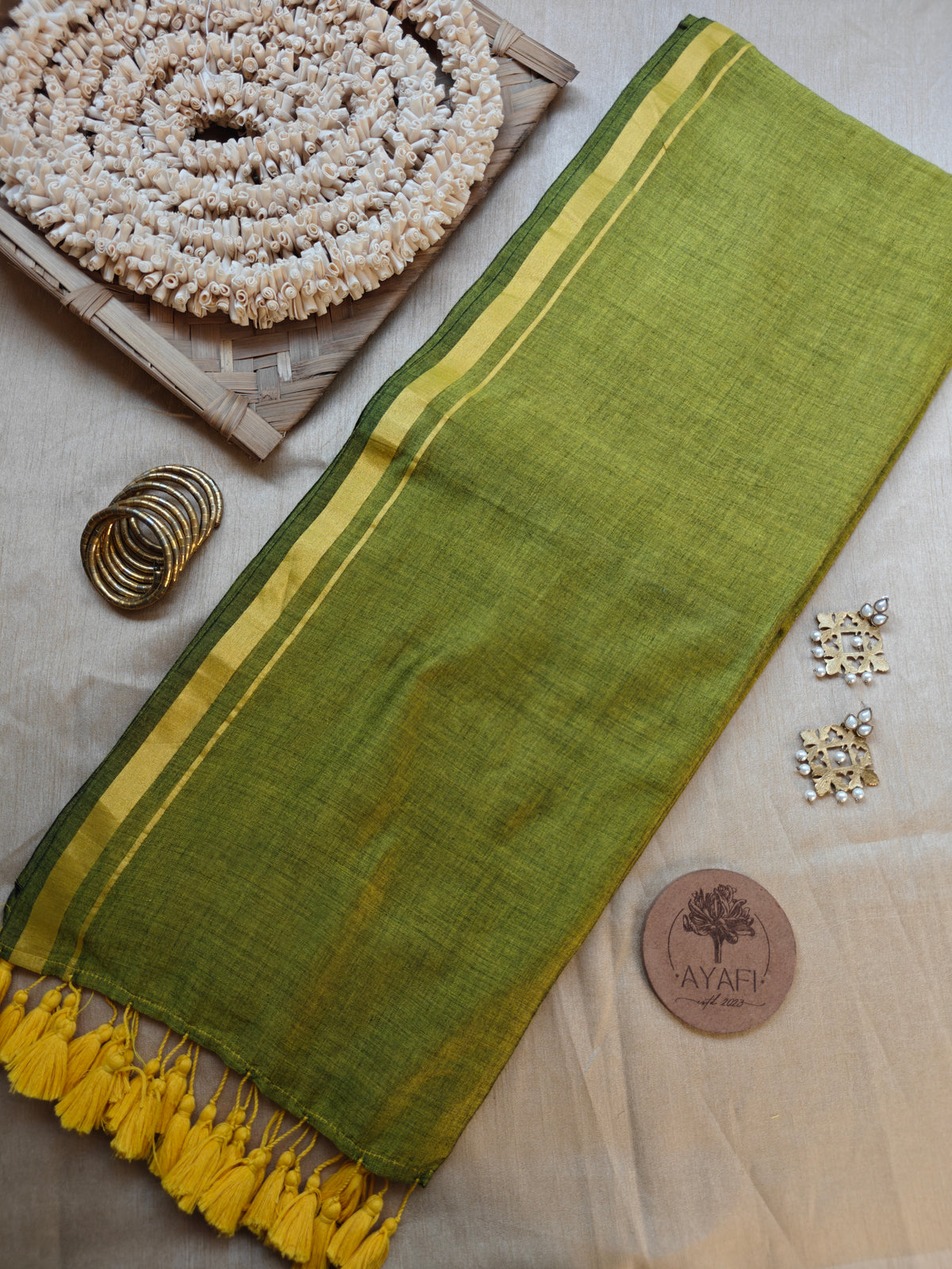 Green Zari Border Modal Cotton Saree