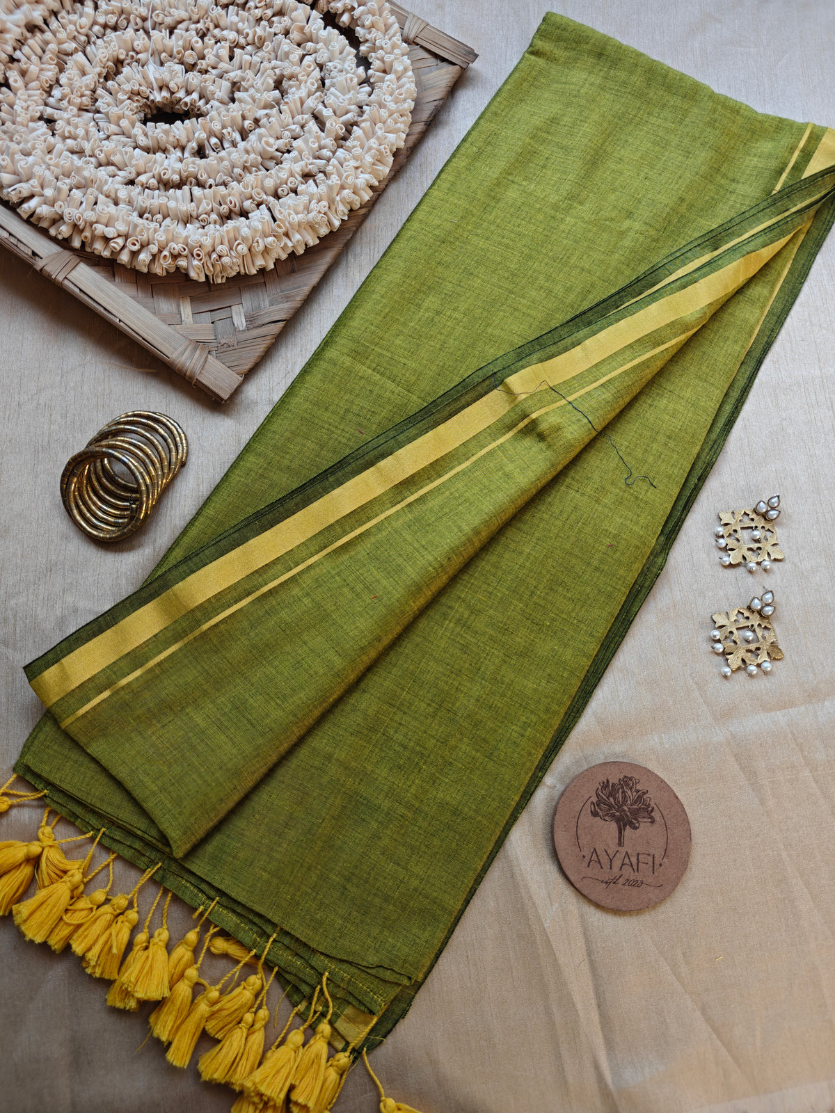 Green Zari Border Modal Cotton Saree