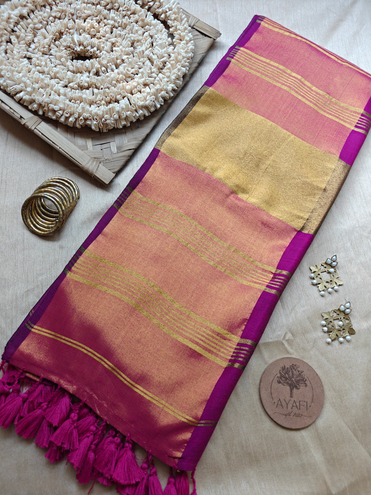 Pink Zari Pallu and Border Modal Cotton Saree