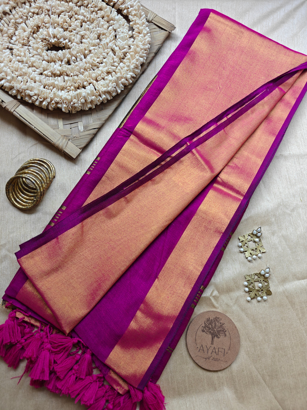 Pink Zari Pallu and Border Modal Cotton Saree